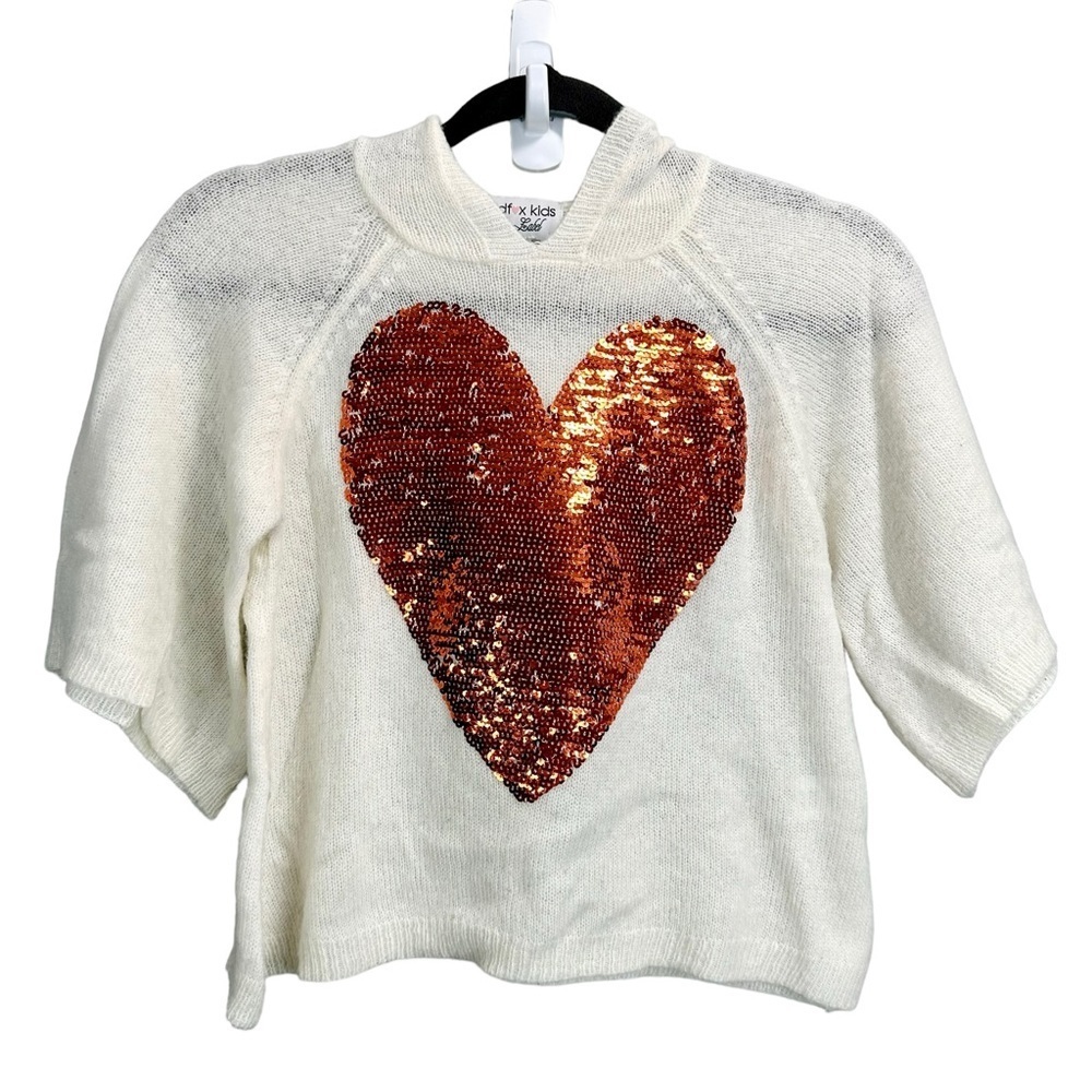 Wildfox Kids White Label Red Sequin Heart Valentines Day Sweater